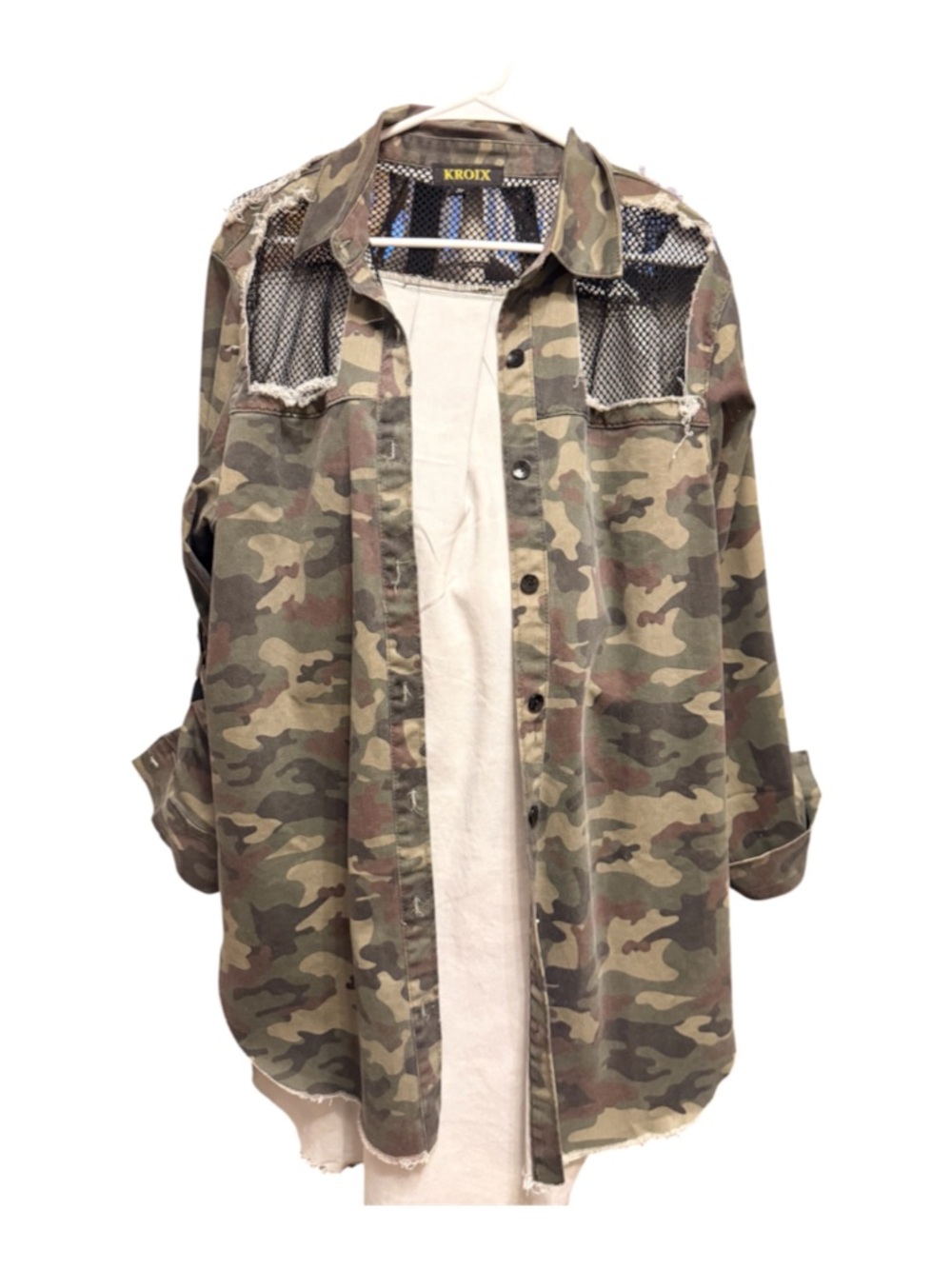 Kroix Distressed Camouflage Field Jacket - Green Camo